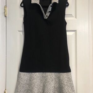 Karl Lagerfeld Black Sleeveless Dress with White Tweed Skirt